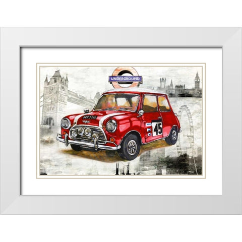 London Car White Modern Wood Framed Art Print with Double Matting by Sola, Bresso