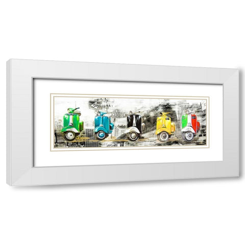 Vespa in NY White Modern Wood Framed Art Print with Double Matting by Sola, Bresso