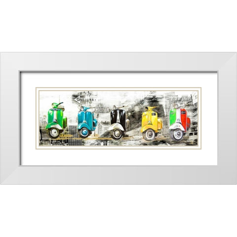 Vespa in NY White Modern Wood Framed Art Print with Double Matting by Sola, Bresso