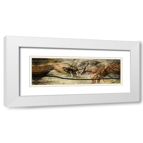 God and Adan White Modern Wood Framed Art Print with Double Matting by Sola, Bresso