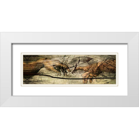 God and Adan White Modern Wood Framed Art Print with Double Matting by Sola, Bresso