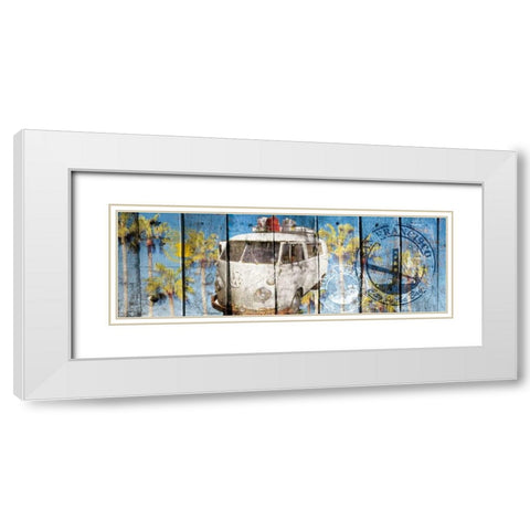 The beach van White Modern Wood Framed Art Print with Double Matting by Sola, Bresso