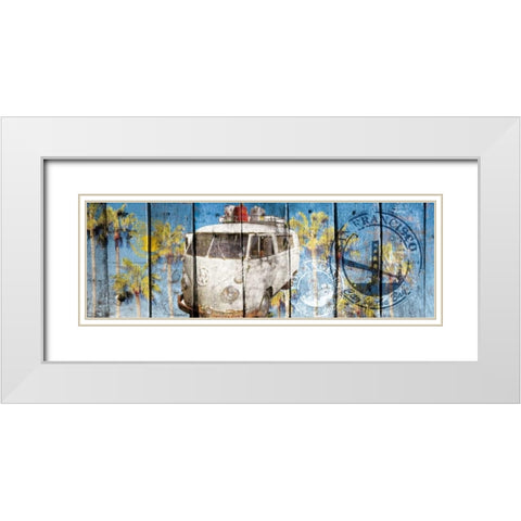The beach van White Modern Wood Framed Art Print with Double Matting by Sola, Bresso