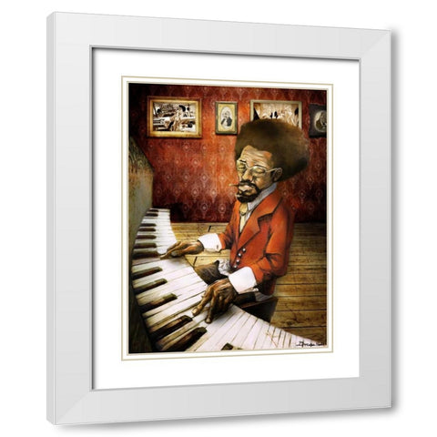 The Pianist White Modern Wood Framed Art Print with Double Matting by Sola, Bresso