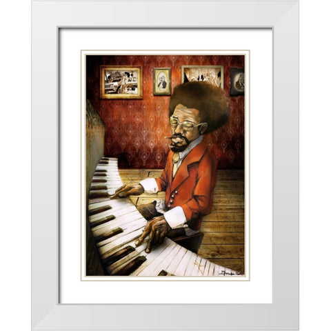 The Pianist White Modern Wood Framed Art Print with Double Matting by Sola, Bresso