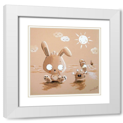 Rabbit and Crab White Modern Wood Framed Art Print with Double Matting by Vicedo, Diana