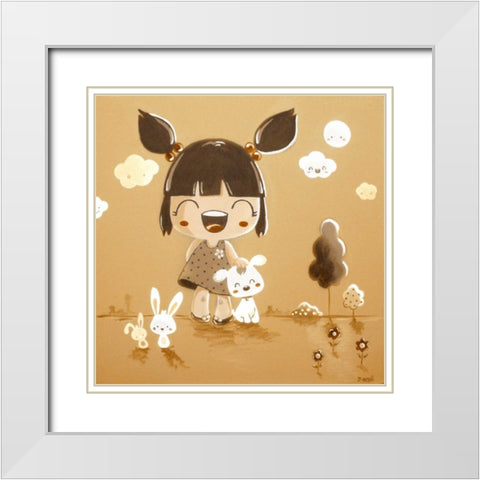 Little Girl Cream Color White Modern Wood Framed Art Print with Double Matting by Vicedo, Diana