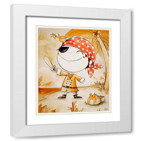 Pirate White Modern Wood Framed Art Print with Double Matting by Vicedo, Diana