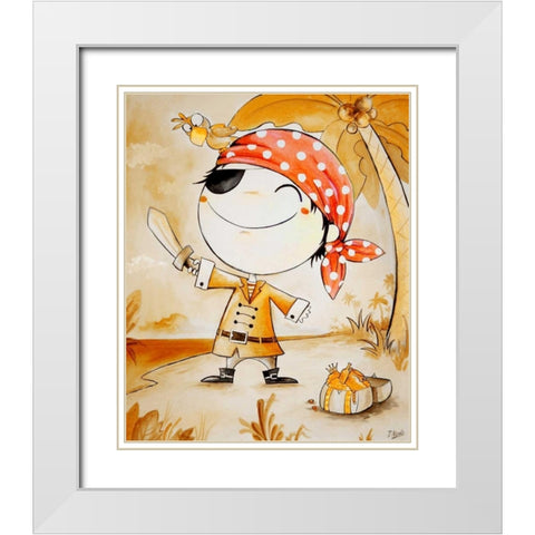 Pirate White Modern Wood Framed Art Print with Double Matting by Vicedo, Diana