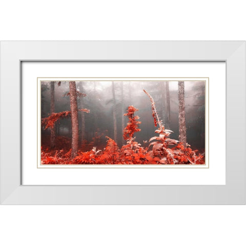 Red forest 809 White Modern Wood Framed Art Print with Double Matting by Palacios, J.A.