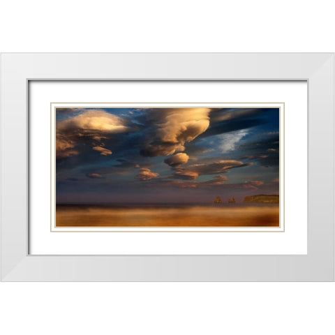Sea 815 White Modern Wood Framed Art Print with Double Matting by Palacios, J.A.