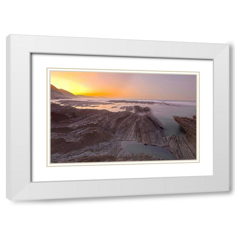 Sunrise beach 845 White Modern Wood Framed Art Print with Double Matting by Palacios, J.A.