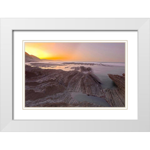 Sunrise beach 845 White Modern Wood Framed Art Print with Double Matting by Palacios, J.A.