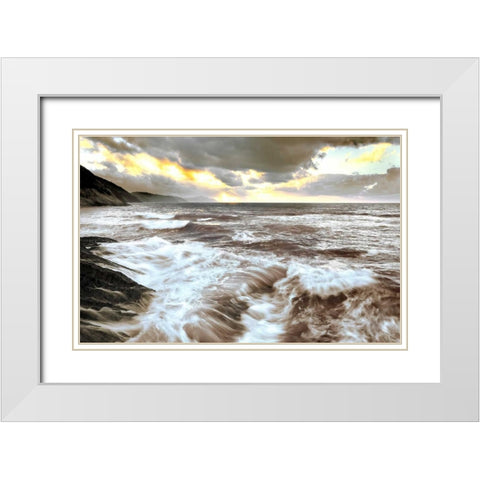 Sea twilight 842 White Modern Wood Framed Art Print with Double Matting by Palacios, J.A.