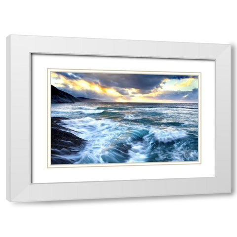 Sea twilight 839 White Modern Wood Framed Art Print with Double Matting by Palacios, J.A.