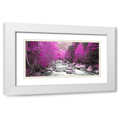 Lilac river and trees 832 White Modern Wood Framed Art Print with Double Matting by Palacios, J.A.