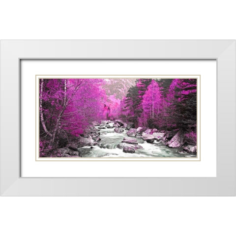 Lilac river and trees 832 White Modern Wood Framed Art Print with Double Matting by Palacios, J.A.