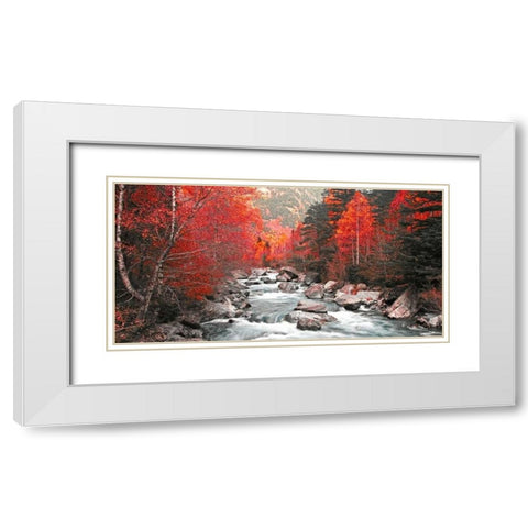 Red river and trees 831 White Modern Wood Framed Art Print with Double Matting by Palacios, J.A.