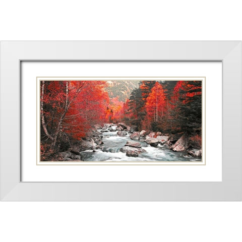 Red river and trees 831 White Modern Wood Framed Art Print with Double Matting by Palacios, J.A.