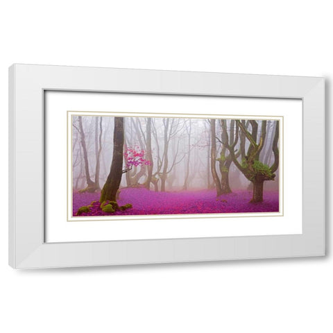 Fuchsia forest leaves 829 White Modern Wood Framed Art Print with Double Matting by Palacios, J.A.