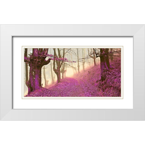 Forest in purple 827 White Modern Wood Framed Art Print with Double Matting by Palacios, J.A.