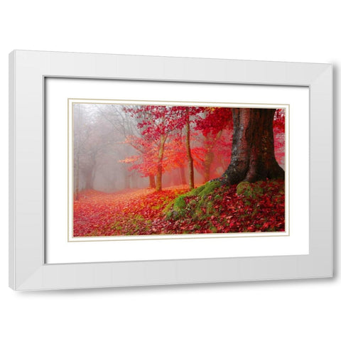 Millennial tree 824 White Modern Wood Framed Art Print with Double Matting by Palacios, J.A.