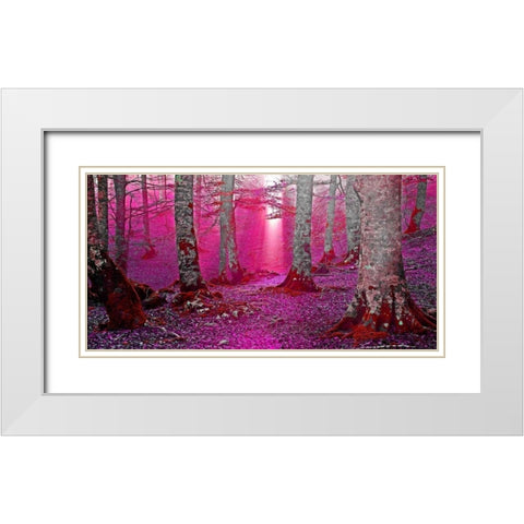 Forest and sunbeam 822 White Modern Wood Framed Art Print with Double Matting by Palacios, J.A.
