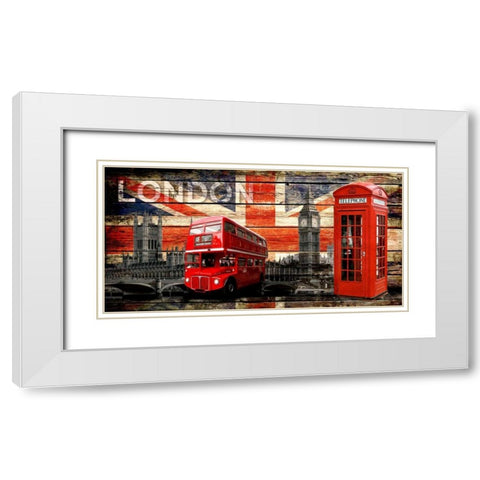 UK Collage 4 White Modern Wood Framed Art Print with Double Matting by Robins, John H.