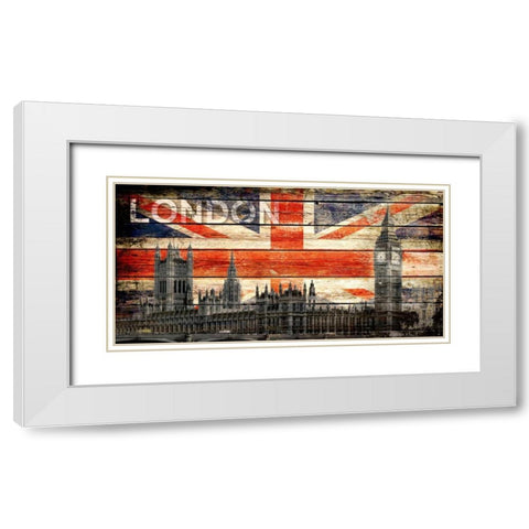 UK Collage 2 White Modern Wood Framed Art Print with Double Matting by Robins, John H.