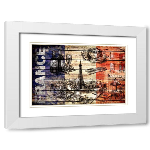 France Collage 03.02 White Modern Wood Framed Art Print with Double Matting by Robins, John H.