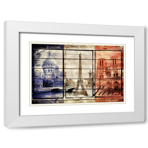 France Collage 02.02 White Modern Wood Framed Art Print with Double Matting by Robins, John H.