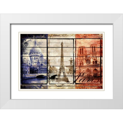 France Collage 02.02 White Modern Wood Framed Art Print with Double Matting by Robins, John H.