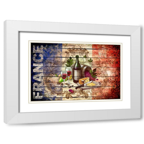 France Collage 01.02 White Modern Wood Framed Art Print with Double Matting by Robins, John H.