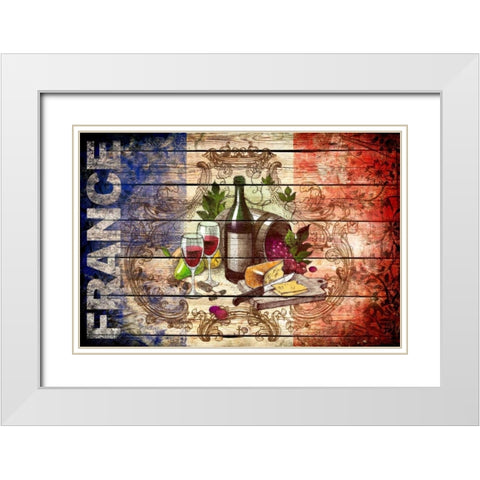 France Collage 01.02 White Modern Wood Framed Art Print with Double Matting by Robins, John H.