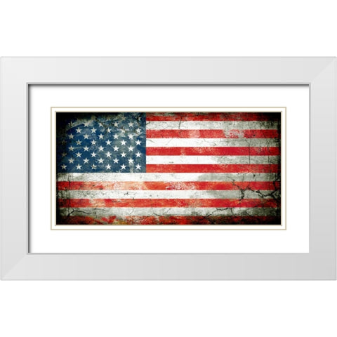USA 1 White Modern Wood Framed Art Print with Double Matting by Robins, John H.