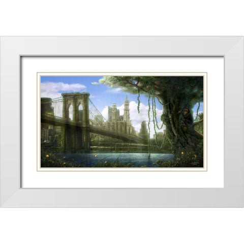 New York Jungle White Modern Wood Framed Art Print with Double Matting by Martin, Jose Luis