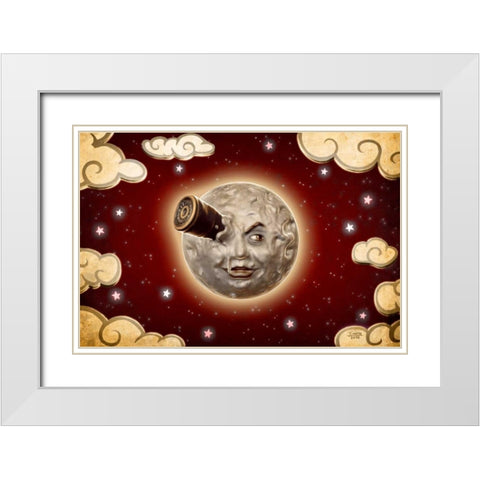 A Trip to the Moon-Red White Modern Wood Framed Art Print with Double Matting by Martin, Jose Luis
