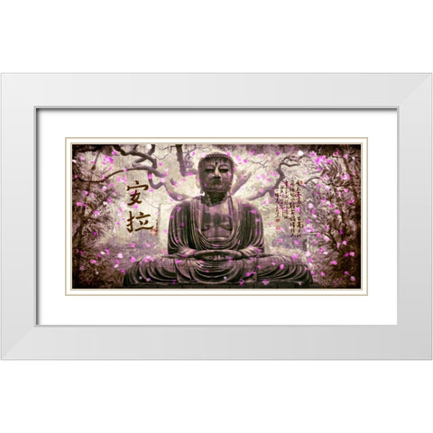 Buddha in tree lilac White Modern Wood Framed Art Print with Double Matting by Ferriz, Jose