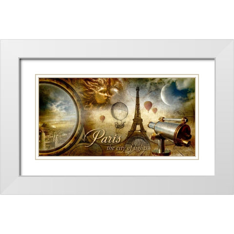 Collage Paris Fantasy White Modern Wood Framed Art Print with Double Matting by Robert, Paul