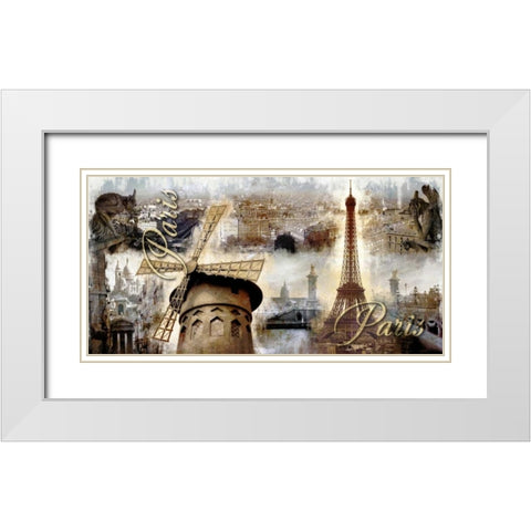 Collage Paris 03 White Modern Wood Framed Art Print with Double Matting by Robert, Paul