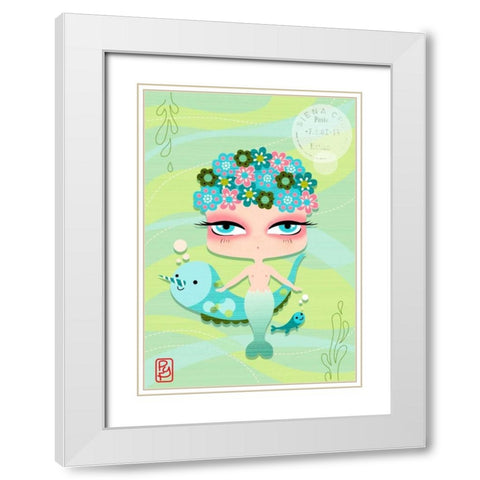 Mermaid White Modern Wood Framed Art Print with Double Matting by Yuste, Patricia