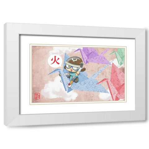 Origami White Modern Wood Framed Art Print with Double Matting by Yuste, Patricia