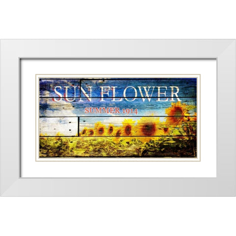 Sunflowers White Modern Wood Framed Art Print with Double Matting by Willow, Susan P.