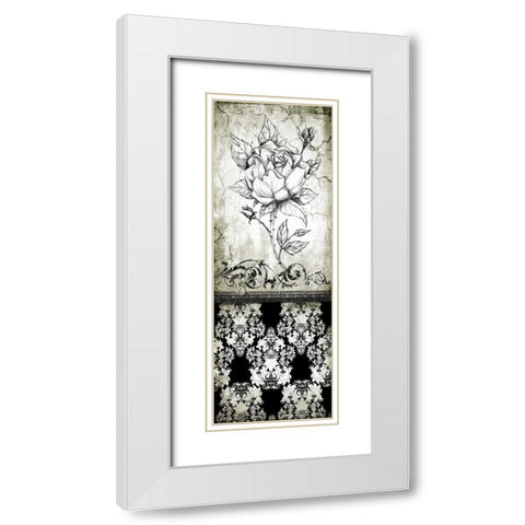 Rose Vintage II B White Modern Wood Framed Art Print with Double Matting by Willow, Susan P.