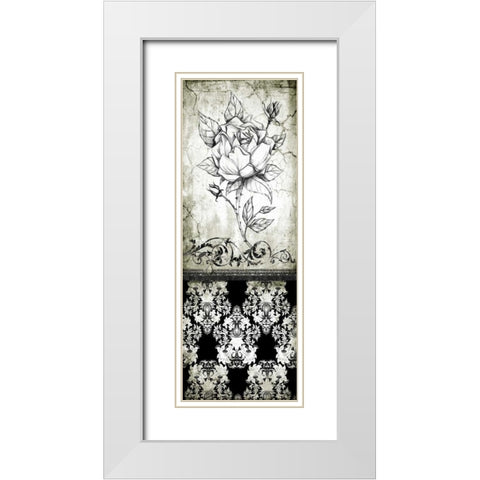 Rose Vintage II B White Modern Wood Framed Art Print with Double Matting by Willow, Susan P.