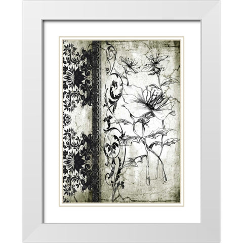 Rose Vintage I B White Modern Wood Framed Art Print with Double Matting by Willow, Susan P.