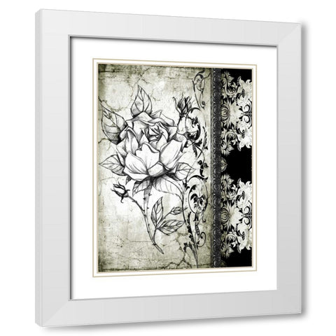 Rose Vintage I A White Modern Wood Framed Art Print with Double Matting by Willow, Susan P.