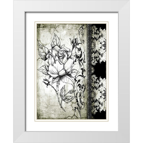 Rose Vintage I A White Modern Wood Framed Art Print with Double Matting by Willow, Susan P.