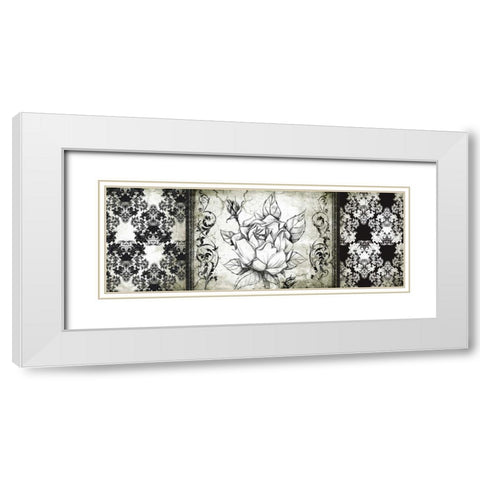 Rose Vintage I White Modern Wood Framed Art Print with Double Matting by Willow, Susan P.