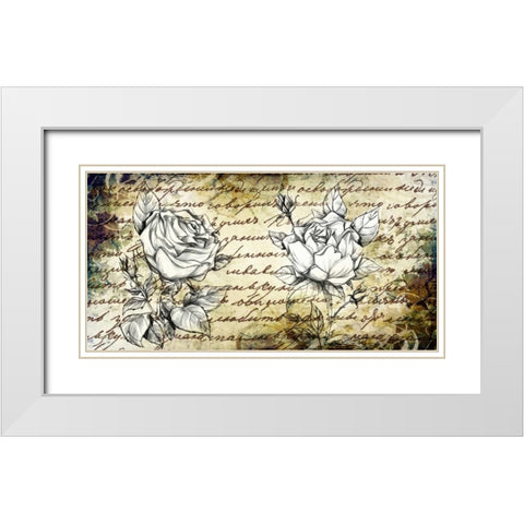 Retro Roses II White Modern Wood Framed Art Print with Double Matting by Willow, Susan P.